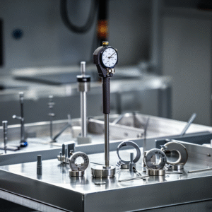 Precision dial bore gauge with measuring heads, used for accurate internal diameter measurement of holes and cylinders.