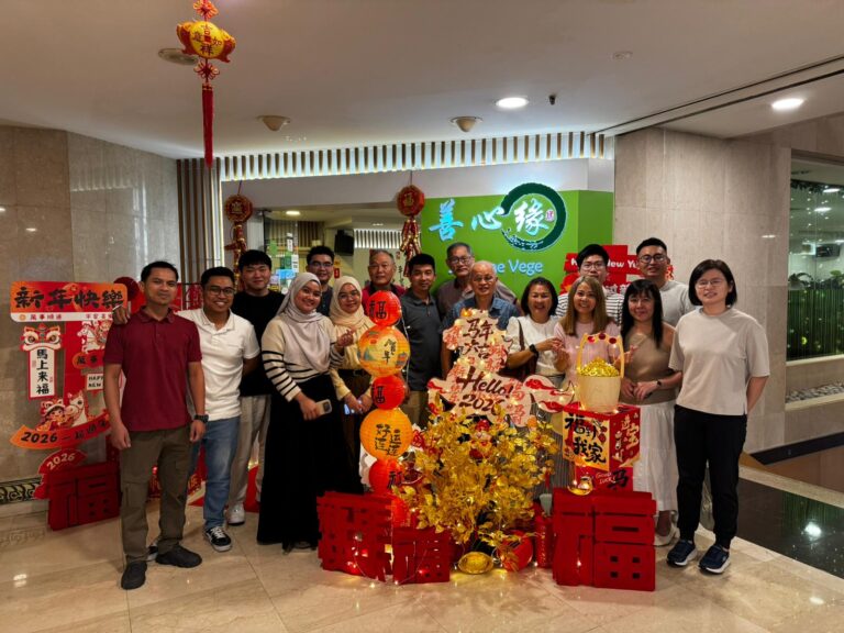 Celebrating Chinese New Year 2026 at MingDeng Singapore 2 MingDeng Singapore team celebrating Chinese New Year 2026 with festive decorations and group photo
